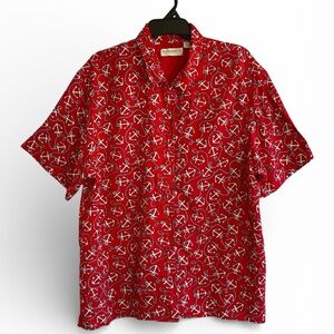 ELISABETH Liz Claiborne Blouse Top Women Sz 18 White Anchor Rope Nautical Cruise